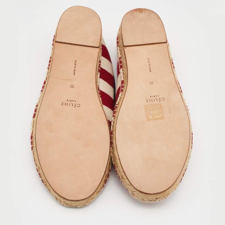 مملوكة مسبقًا Celine Tri Color Stripe Canvas Espadrille Flats Size 38