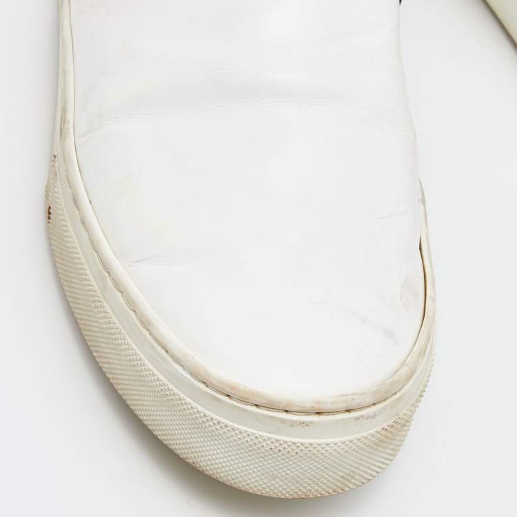 Pre Owned Celine White/Black Leather Slip On Sneakers Size 37
