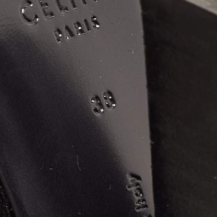 Pre Owned Celine Black Croc Embossed Leather Slingback Open Toe Sandals Size 38