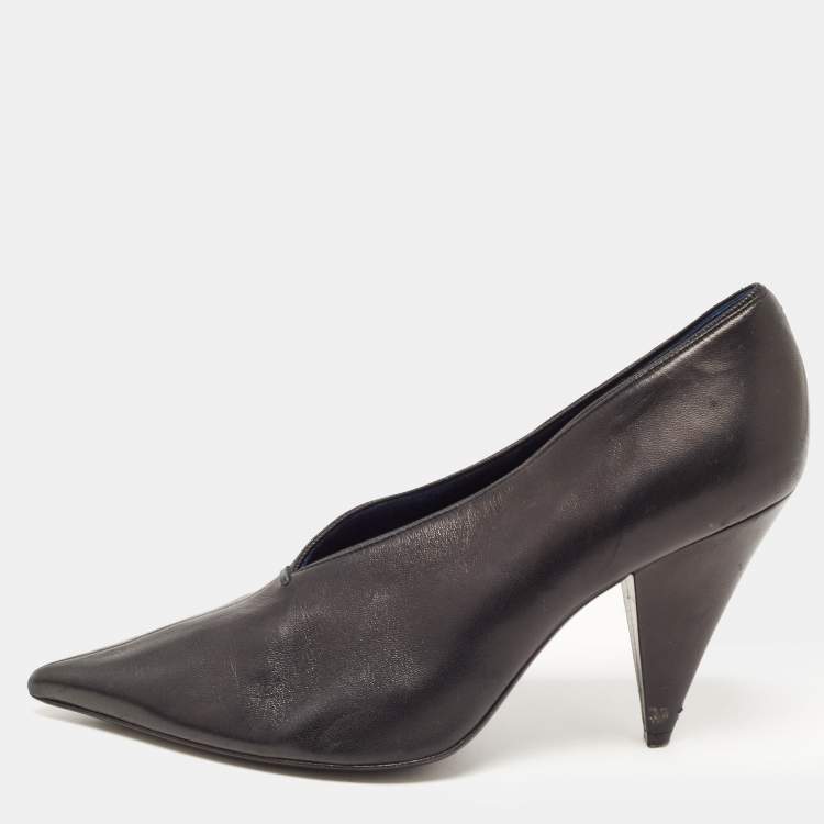 Celine Black Leather V Neck Pointed Toe Pumps Size 38 Celine | TLC