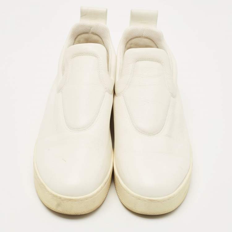 Pre Owned Celine Off White Leather Slip On Sneakers Size 37