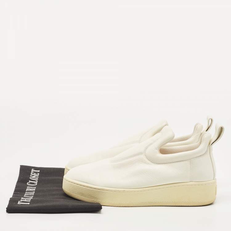 Pre Owned Celine Off White Leather Slip On Sneakers Size 37