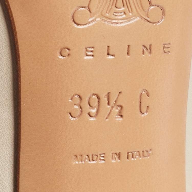Pre Owned Celine Cream Leather Logo Detail Loafer Pumps Size 39.5
