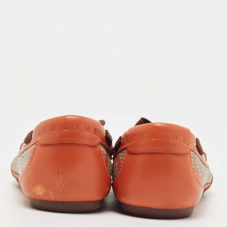 مملوكة مسبقًا Celine Orange Leather and Canvas Ballet Flats Size 37