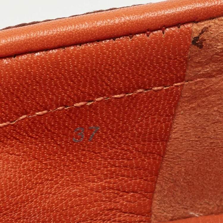 مملوكة مسبقًا Celine Orange Leather and Canvas Ballet Flats Size 37