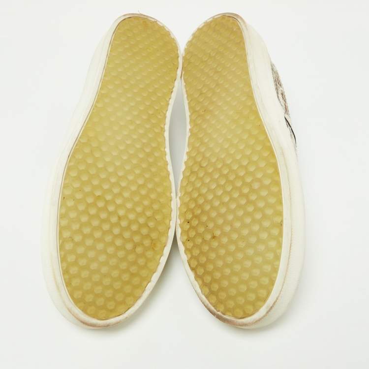 Pre Owned Celine Beige/Brown Python Slip On Sneakers Size 40