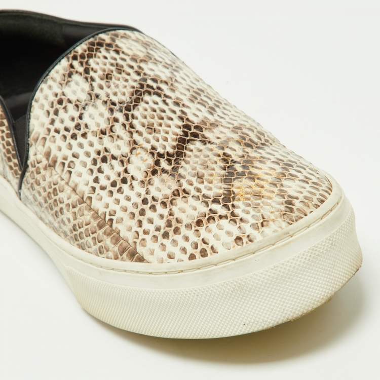 Pre Owned Celine Beige/Brown Python Slip On Sneakers Size 40