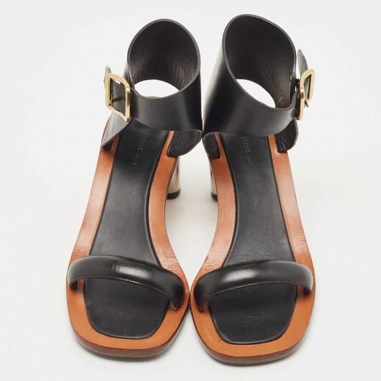 Pre Owned Celine Black Leather Bam Bam Sandals Size 38