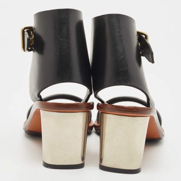 Pre Owned Celine Black Leather Bam Bam Sandals Size 38