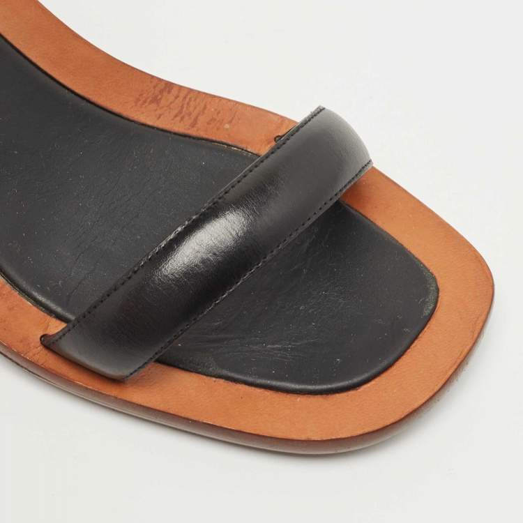 Pre Owned Celine Black Leather Bam Bam Sandals Size 38