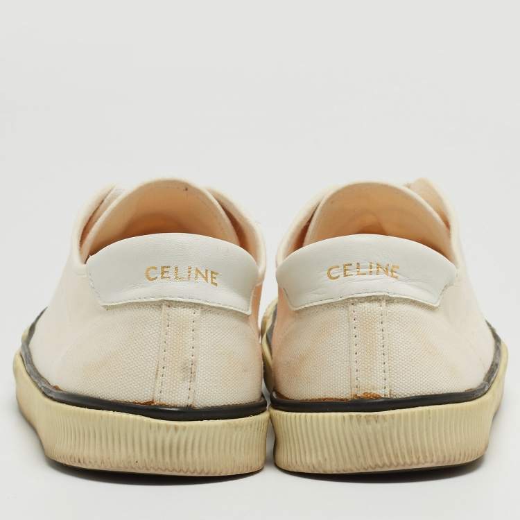 Pre Owned Celine Cream Canvas Blank Sneakers Size 38