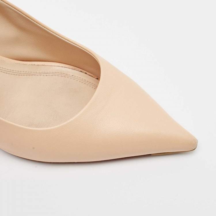 Pre Owned Celine Beige Leather Pointed Toe Pumps Size 37