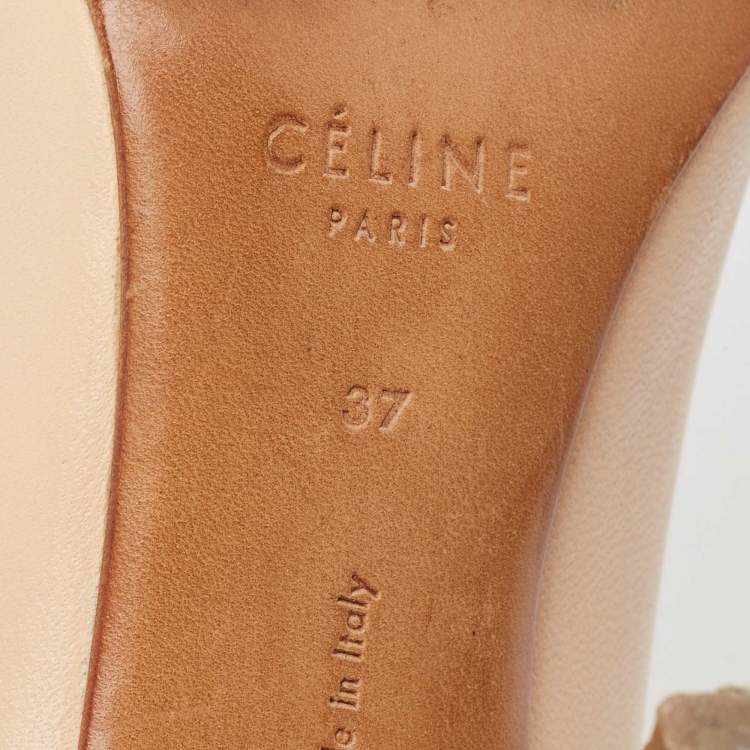 Pre Owned Celine Beige Leather Pointed Toe Pumps Size 37