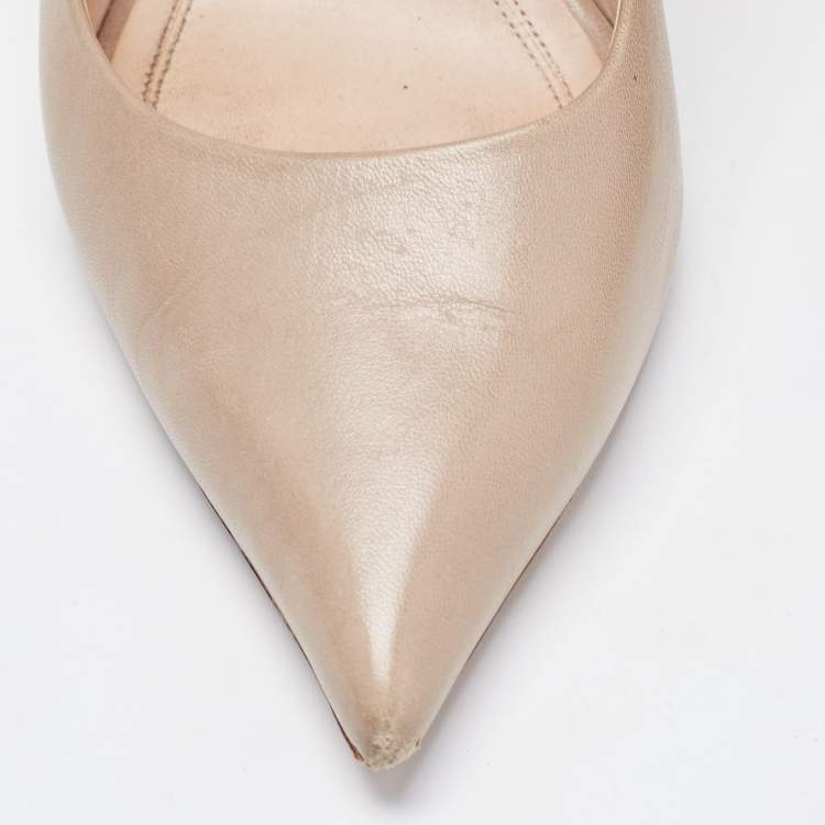 Pre Owned Celine Light Brown Leather Pointed Toe Pumps Size 37
