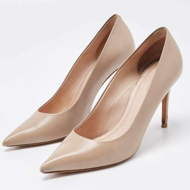 Pre Owned Celine Light Brown Leather Pointed Toe Pumps Size 37