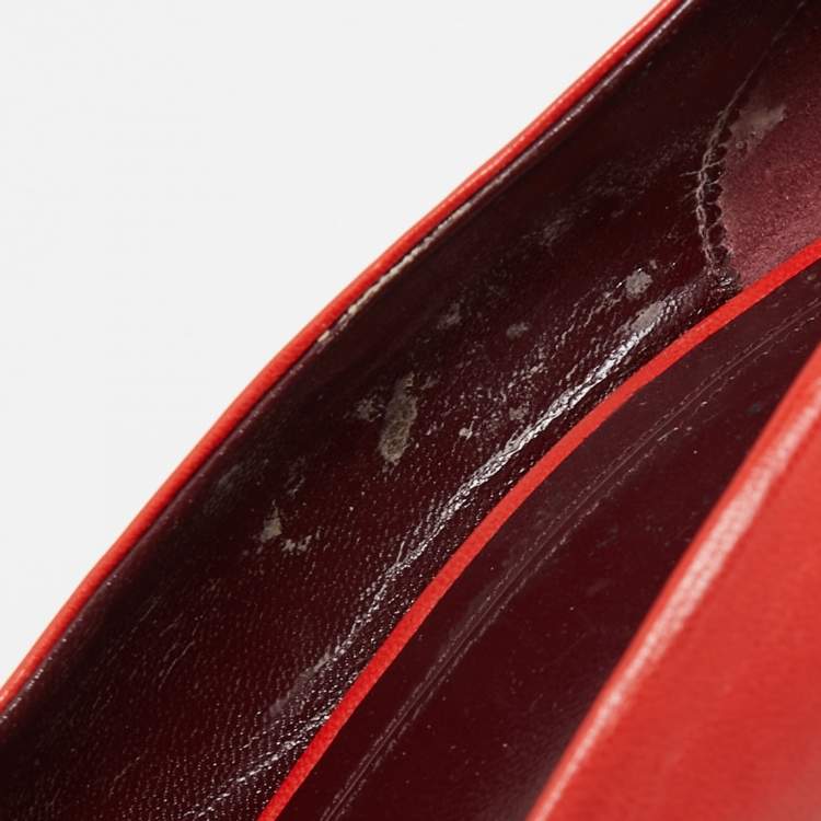 Pre Owned Celine Orange Leather Pointed Toe Pumps Size 39