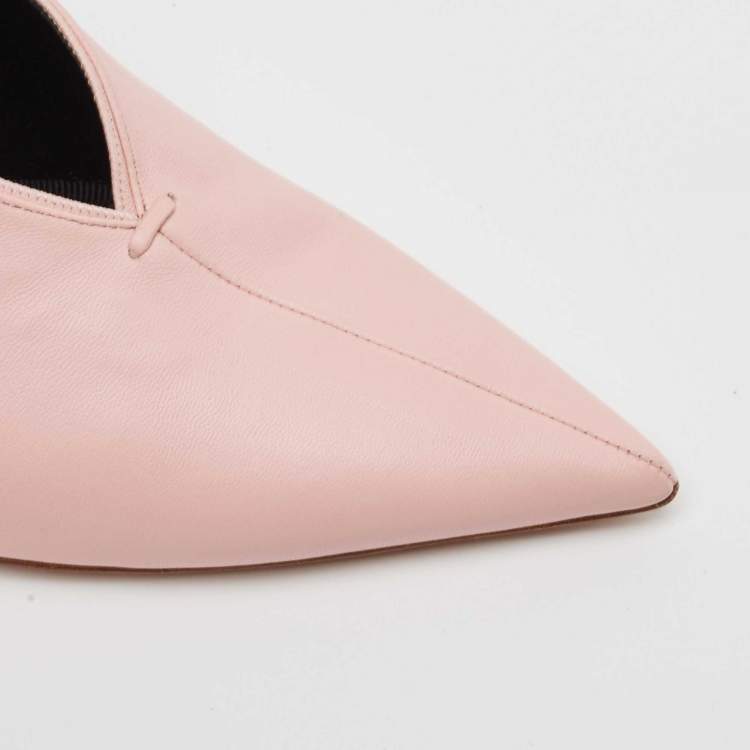 Pre Owned Celine Pink Leather V Neck Pointed Toe Pumps Size 39