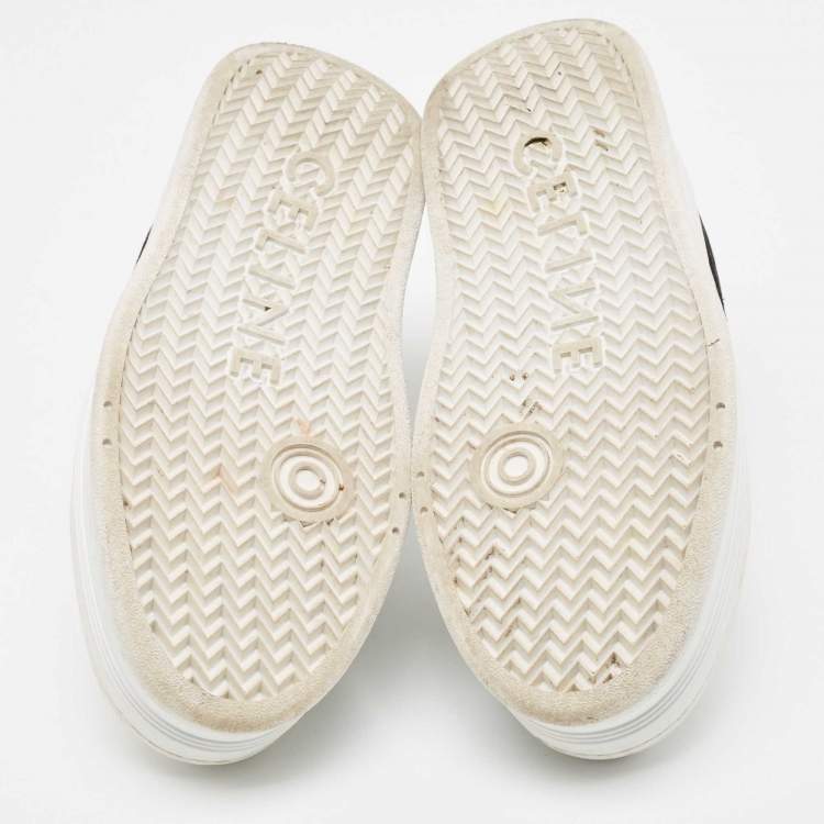 Pre Owned Celine White/Black Leather Block Platform Sneakers Size 39