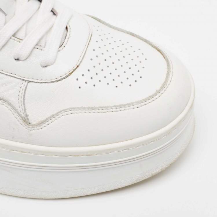 Pre Owned Celine White/Black Leather Block Platform Sneakers Size 39