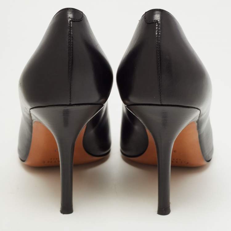 Pre Owned Celine Black Leather V Neck Pointed Toe Pumps Size 38