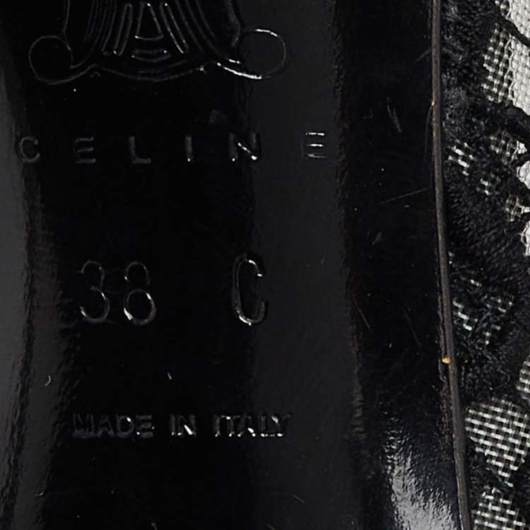 Pre Owned Celine Black Lace and Mesh D'orsay Pointed Toe Pumps Size 38