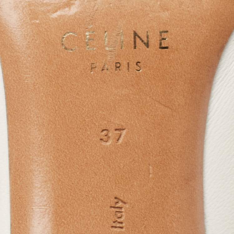 Pre Owned Celine White Leather V Neck Pointed Toe Pumps Size 37