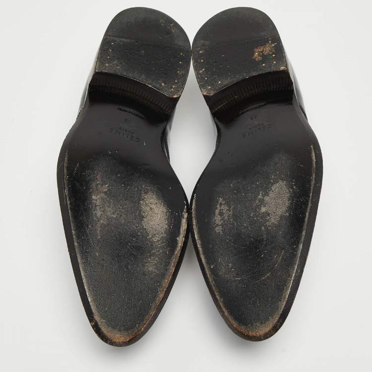 Pre Owned Celine Black Leather Lace Up Derby Size 38