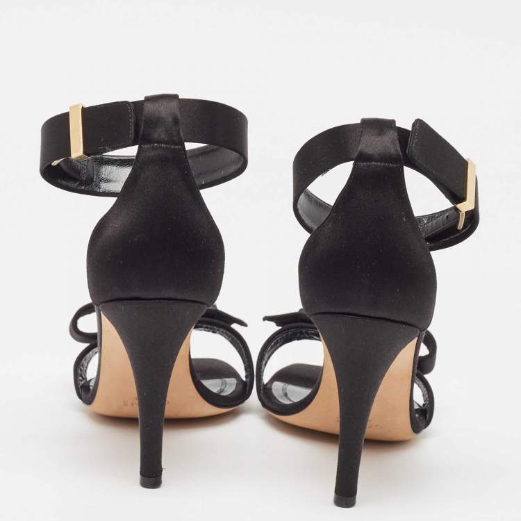 Pre Owned Celine Black Suede Ankle Strap Sandals Size 39