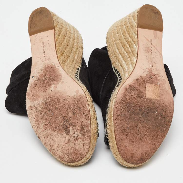 Pre Owned Celine Black Suede Espadrille Wedge Sandals Size 39