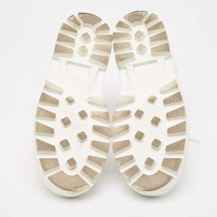 Pre Owned Celine White Canvas Combat Boots Size 37