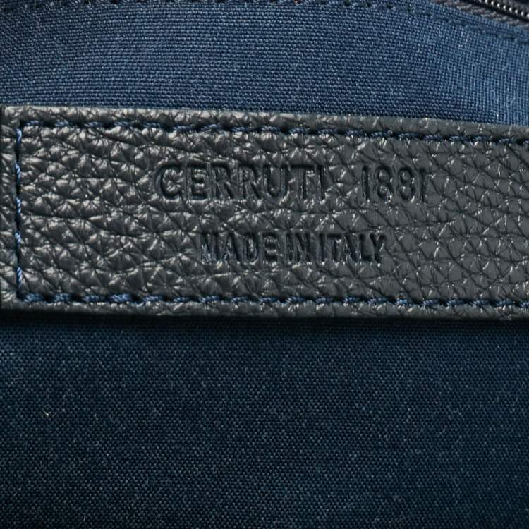 Pre Owned Cerruti 1881 Navy Blue Croc Embossed Faux Leather Shopper Tote