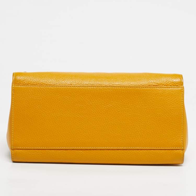 Pre Owned Cerruti 1881 Yellow Leather Crystal Studded Tote