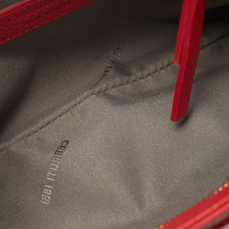 Pre Owned Cerruti 1881 Crystal Studded Red Leather Shoulder Bag