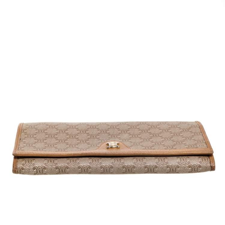 Pre Owned Celine Beige Macadam Coated Canvas and Leather Wallet