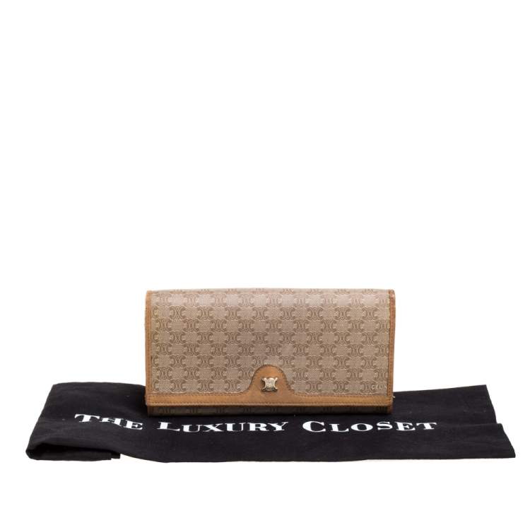 Pre Owned Celine Beige Macadam Coated Canvas and Leather Wallet