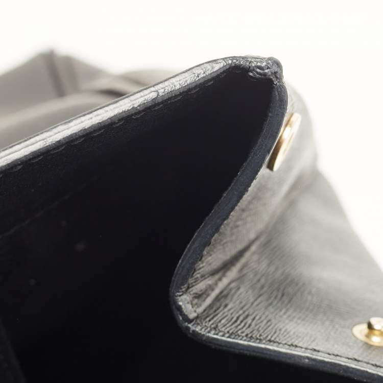 Pre Owned Cerruti Black Leather Snap Tote