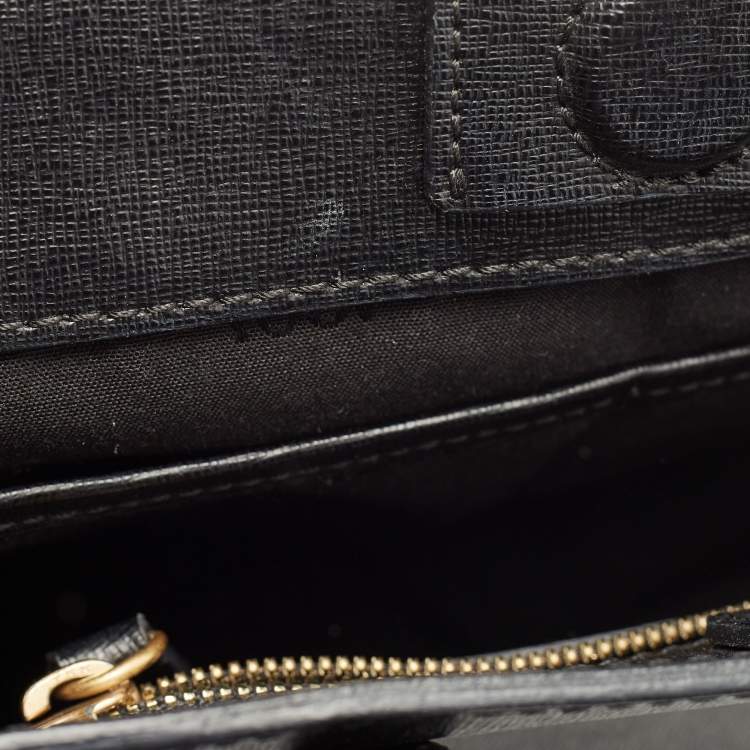Pre Owned Cerruti Black Leather Snap Tote