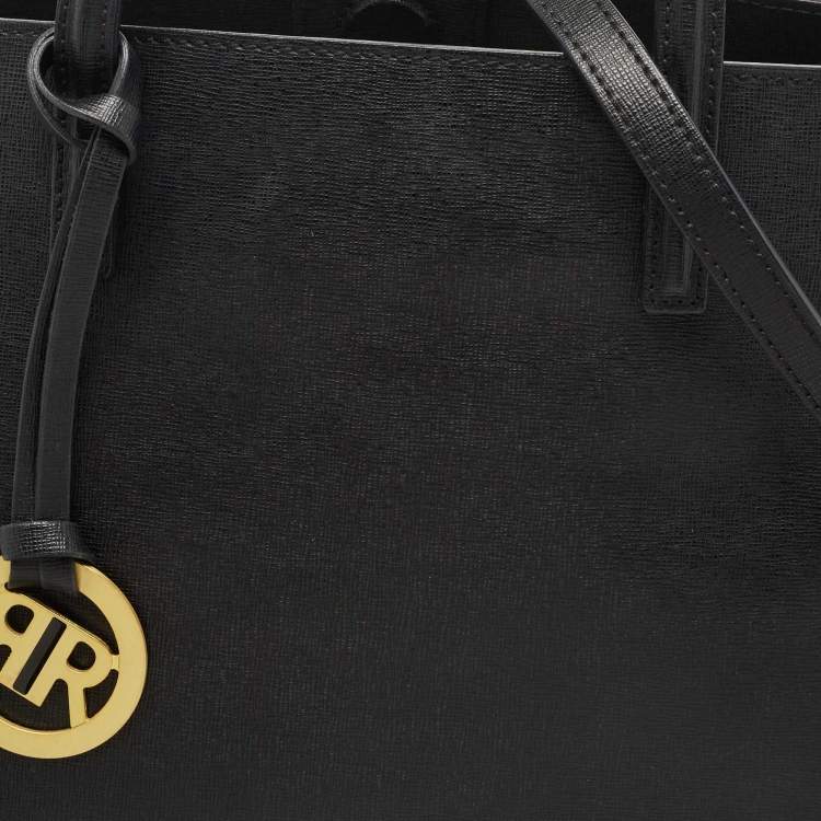 Pre Owned Cerruti Black Leather Snap Tote