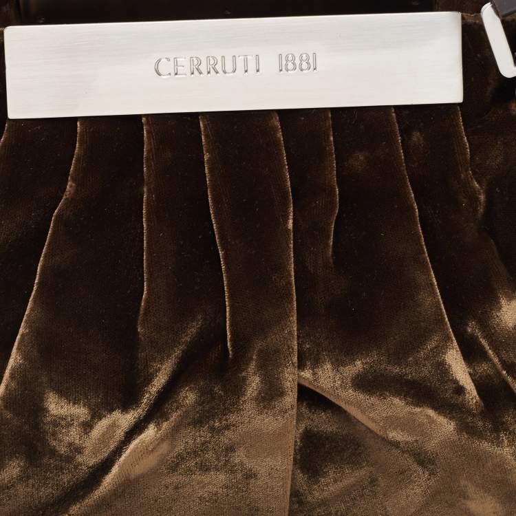 Pre Owned Cerruti Brown Velvet Pleated Satchel