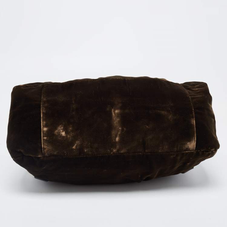 Pre Owned Cerruti Brown Velvet Pleated Satchel
