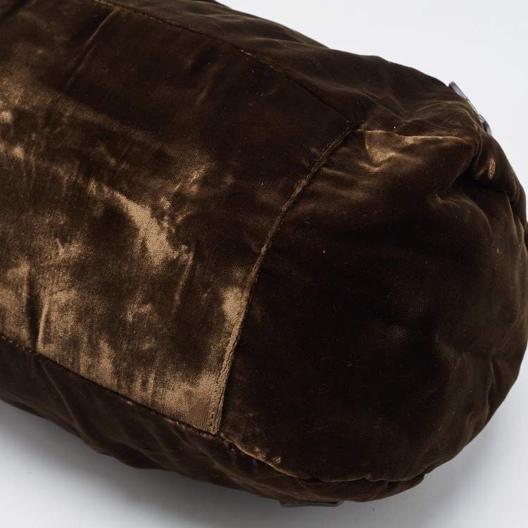 Pre Owned Cerruti Brown Velvet Pleated Satchel
