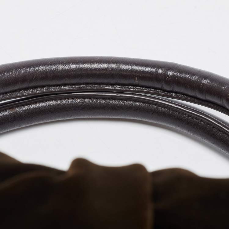 Pre Owned Cerruti Brown Velvet Pleated Satchel