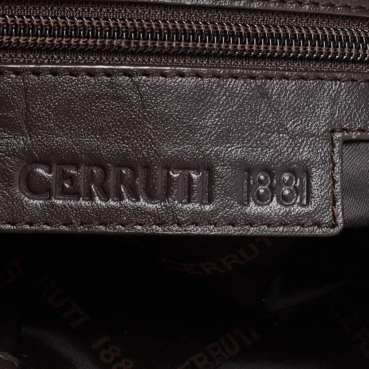 Pre Owned Cerruti Brown Velvet Pleated Satchel
