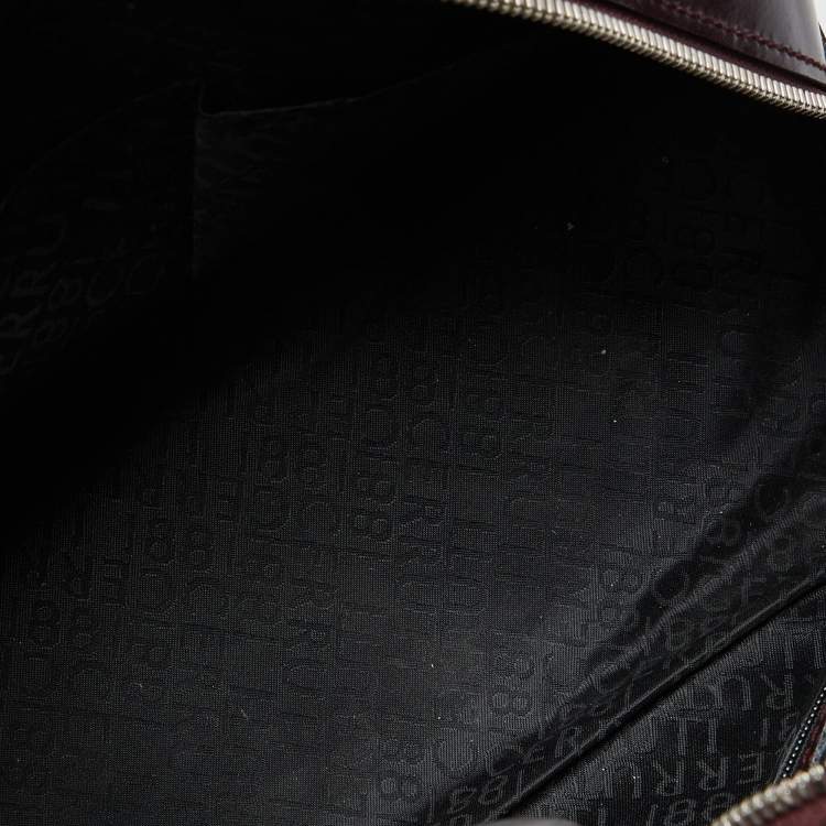 Pre Owned Cerruti Burgundy Patent Leather Zip Satchel