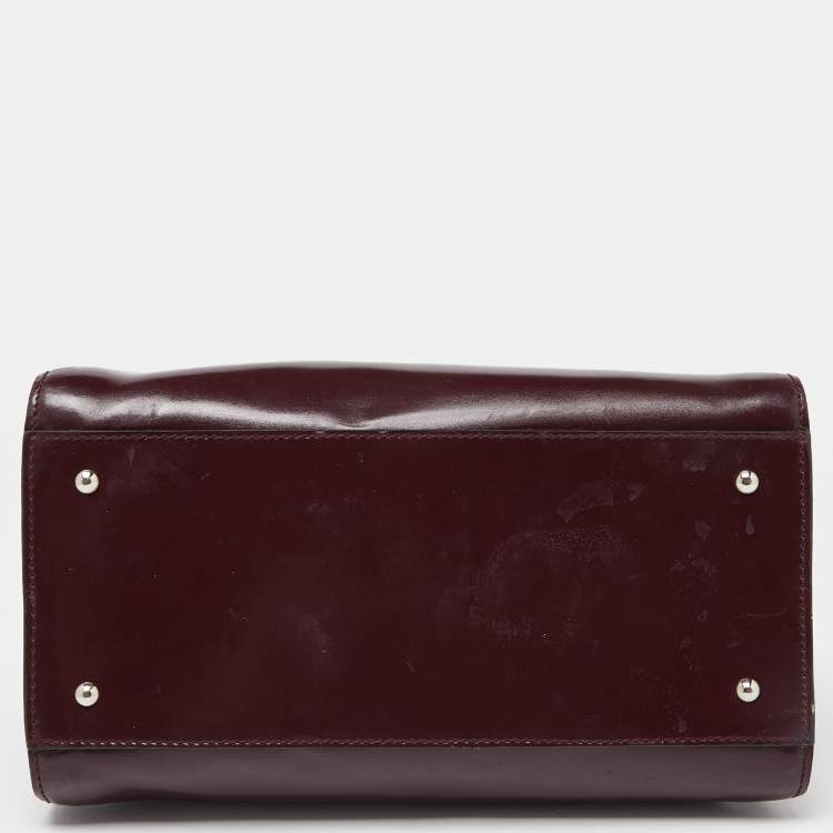 Pre Owned Cerruti Burgundy Patent Leather Zip Satchel