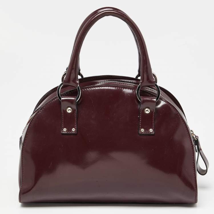 Pre Owned Cerruti Burgundy Patent Leather Zip Satchel