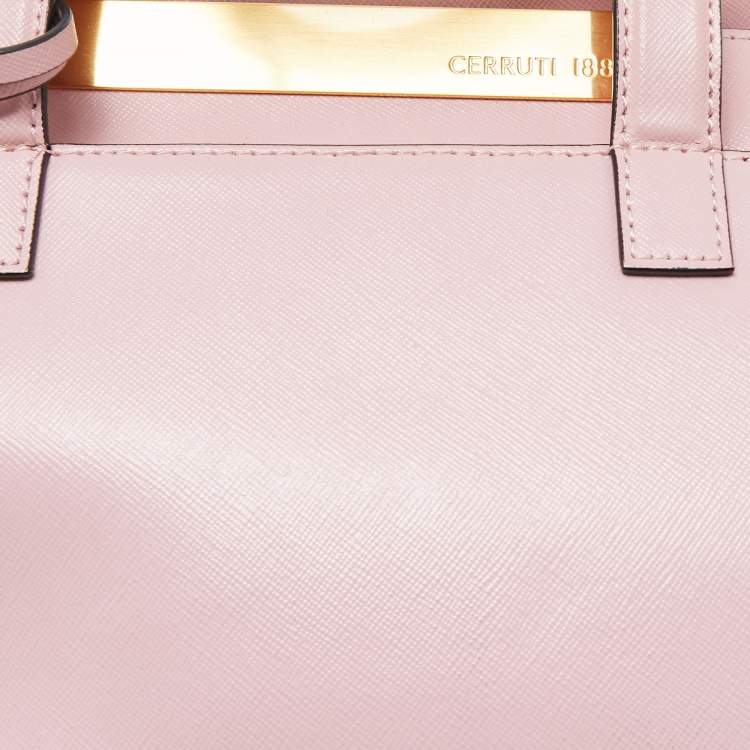 Pre Owned Cerruti Pink Leather Frame Satchel