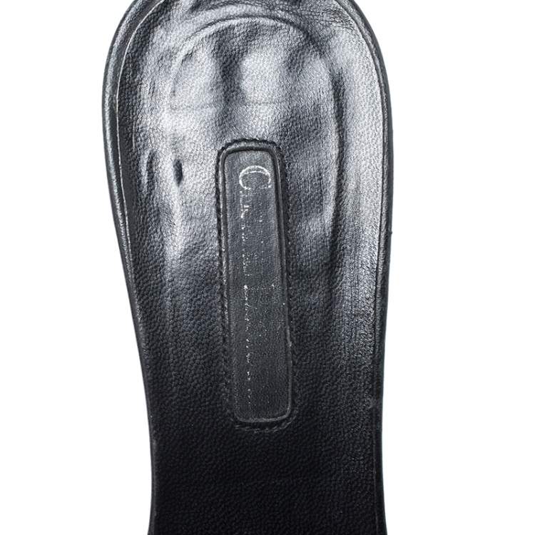 Pre Owned Cesare Paciotti Black Leather Crystal Embellished Buckle Detail Kitten Heel Mules Size 37