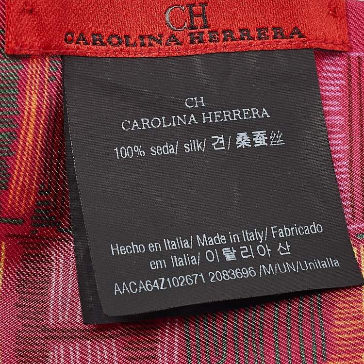 Pre Owned CH Carolina Herrera Pink Printed Silk Bandeau Scarf