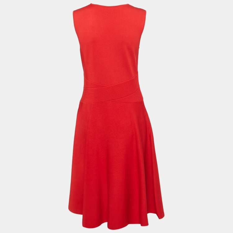 Pre Owned CH Carolina Herrera Red Knit Sleeveless Dress M